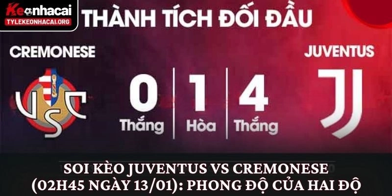 Soi Kèo Juventus vs Cremonese (02h45 Ngày 13/01) Góc Nhìn Thực Tế 1 Soi kèo Juventus vs Cremonese (02h45 ngày 13/01): Phong độ của hai độ